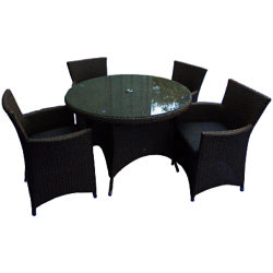 LG Outdoor Saigon Rustic Weave 4-Seater Round Dining Set